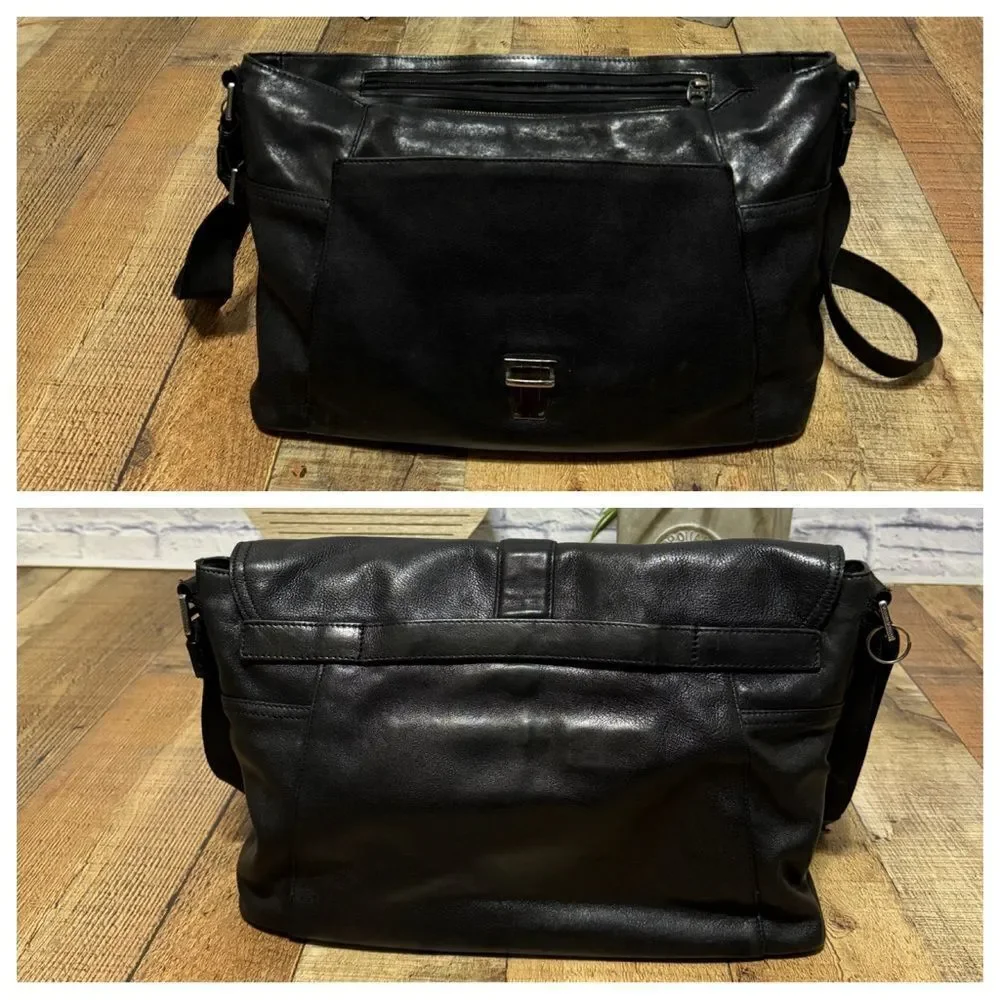 Tumi SOMERSET Leather MESSENGER Beacon Hill Laptop Computer Bag Black 68570 $395